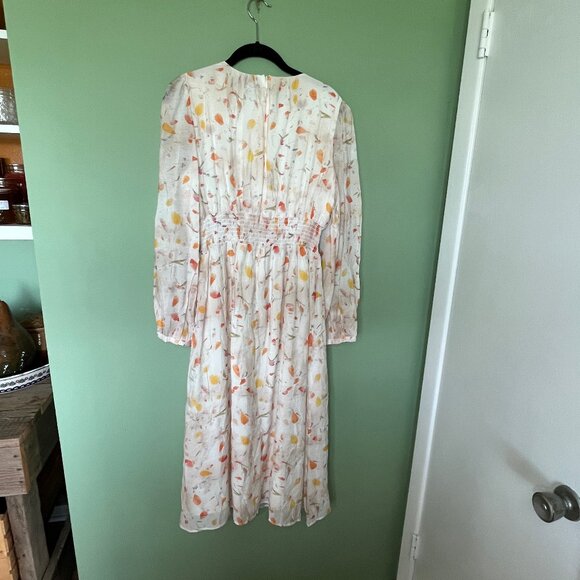 Shein MOTIF PREMIUM VISCOSE BRUSH STROKE PRINT Peasant DRESS Size Large L 8/10 - Picture 8 of 10